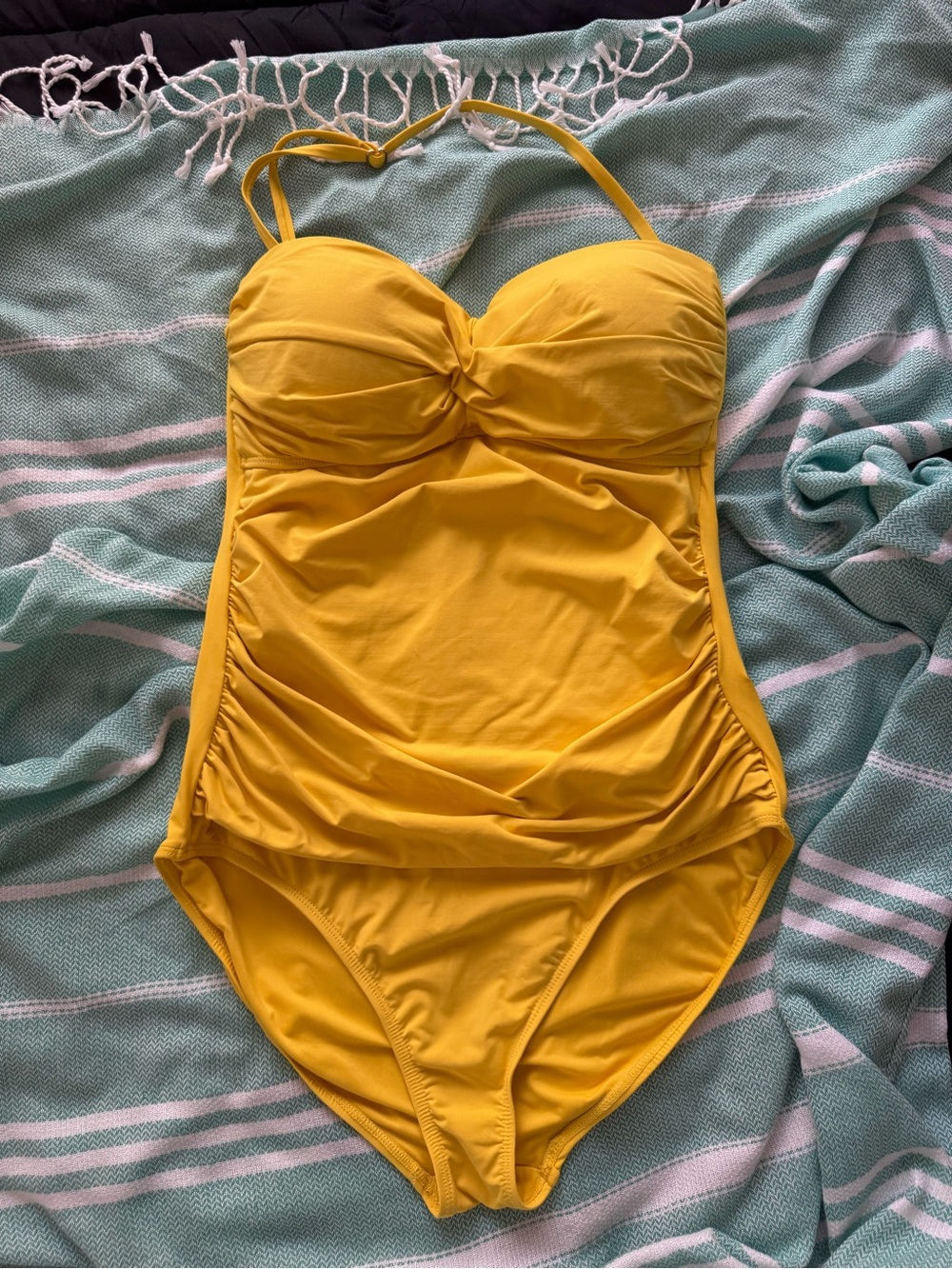 Anne Cole Yellow Twist-Front One-Piece Swimsuit